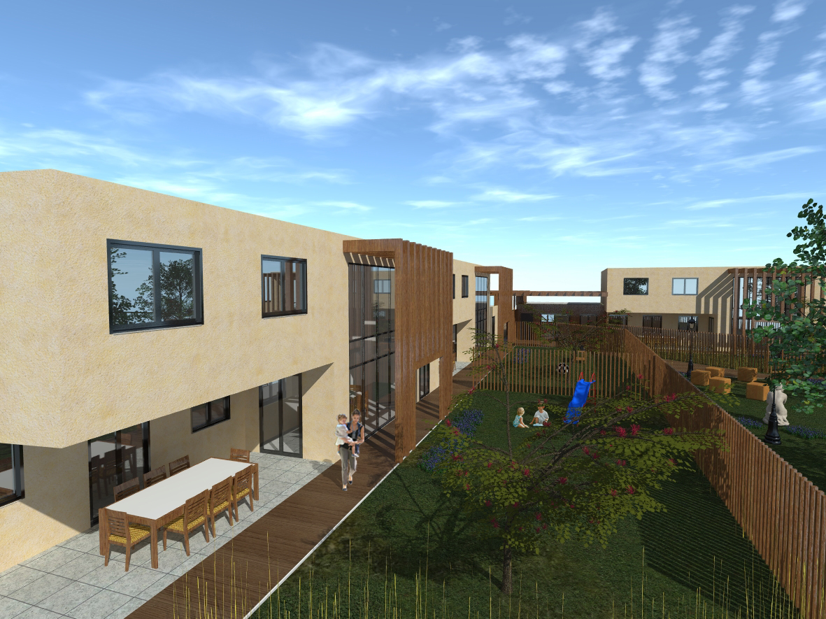 Projection 3D de la construction d'un ensemble de logements conformes pour des personnes en situation de handicap