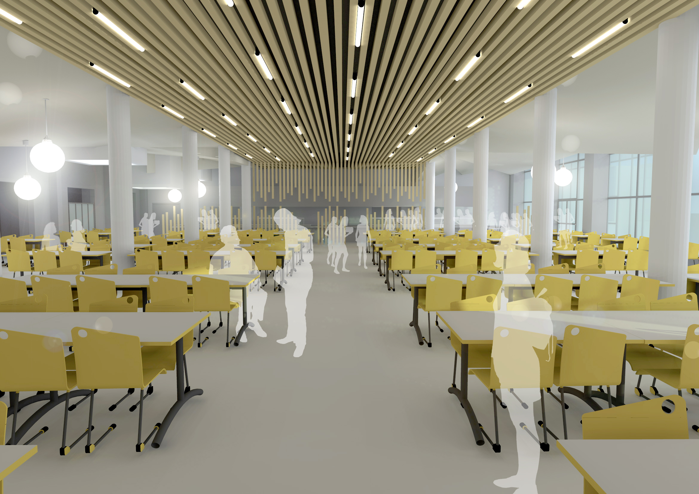 Projection 3D de la restructuration d'une cantine scolaire